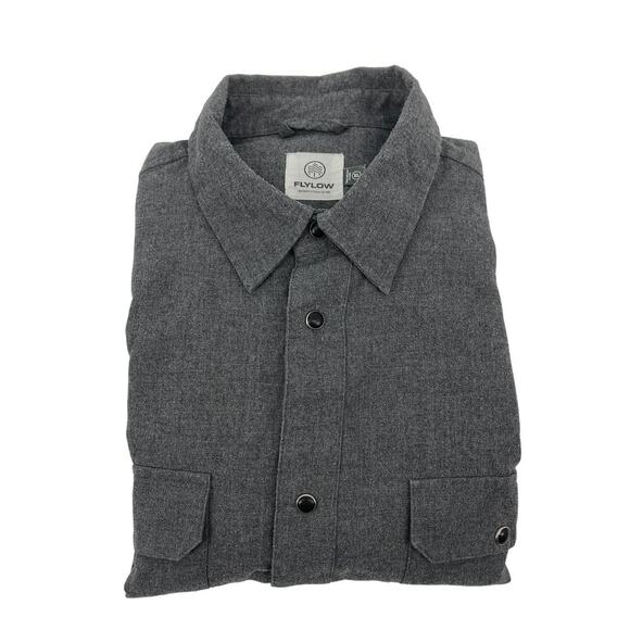 Flylow Men's Royal Shirt Pearl Snap Long Sleeve Flannel Shirt Gray Size XL - Picture 2 of 10